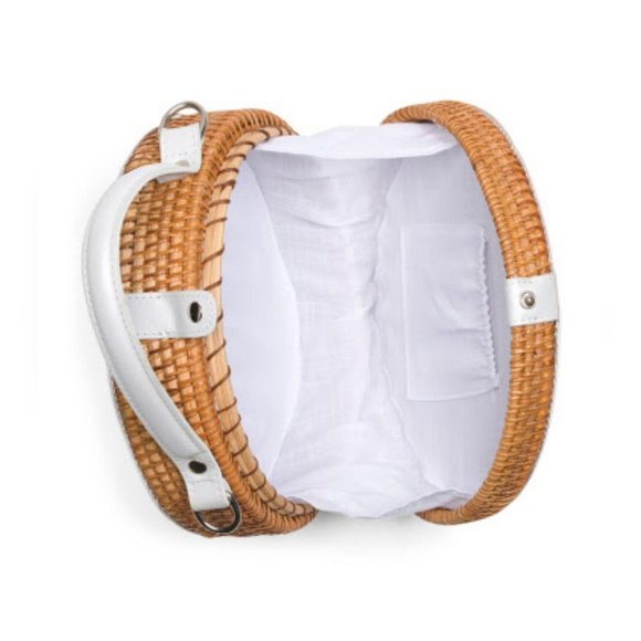 Handwoven Wicker Circle Crossbody Rattan Bag With - Picture 3 of 4